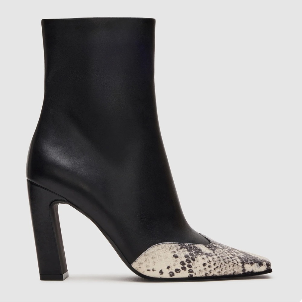 Steve Madden Black and Snake Print Heeled Boots